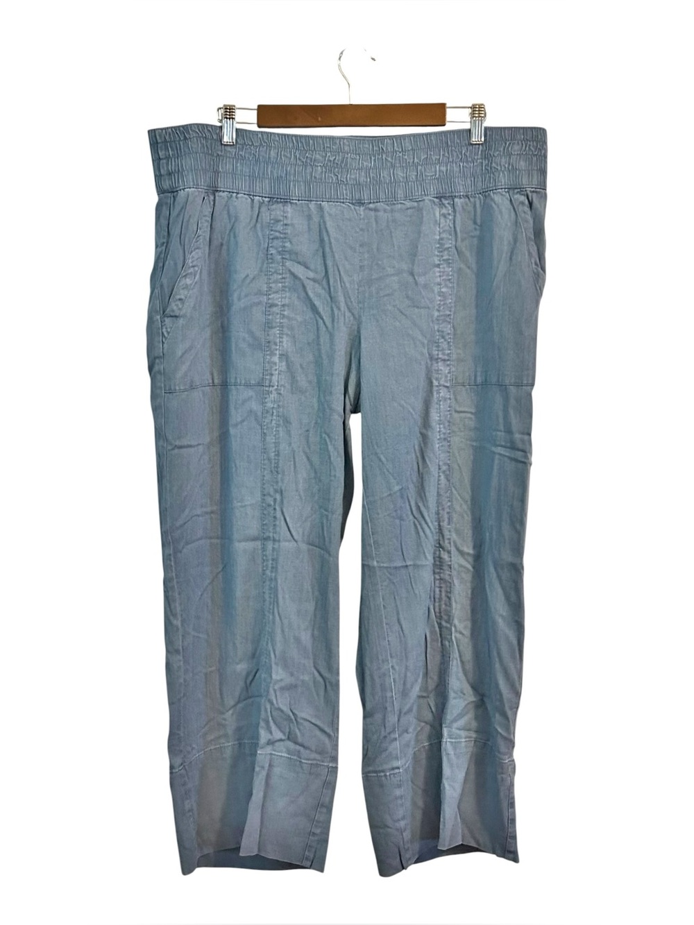 NWT Anybody Pull On Cropped Chambray Lyocell  Pants SZ XLP in Blue